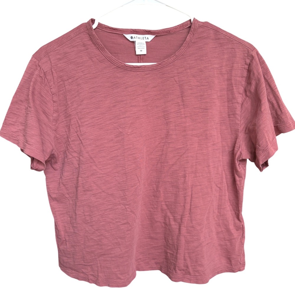 Athleta T-Shirt Mauve Activewear Slub Knit Short Sleeve Medium